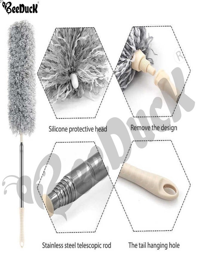 BeeDuck Microfiber Feather Duster Bendable & Extendable High Ceiling Fans Cleaning Duster with 100 inches Expandable Pole Handle Washable Duster for High Ceiling Fans (Long Fan Duster) - Image 4